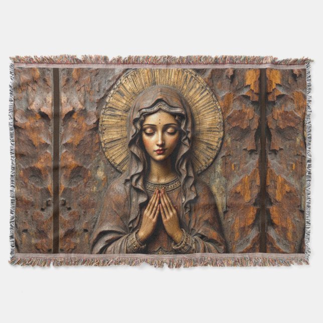 Couverture Marie en bois sculptée avec dévotion (Devant)