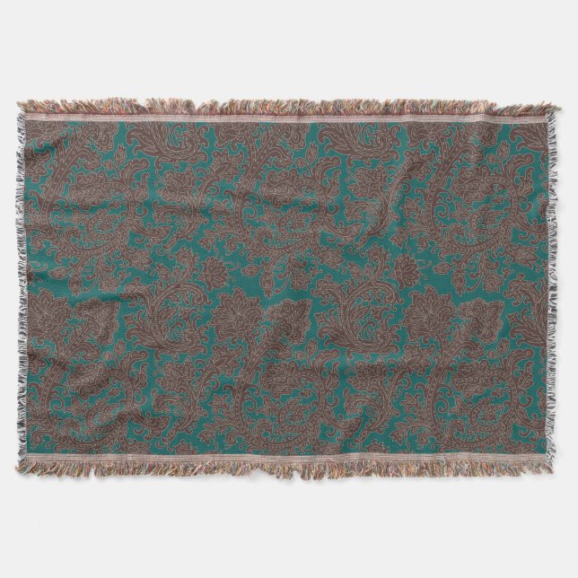 Couverture Marron sarcelle motif ornemental (Devant)