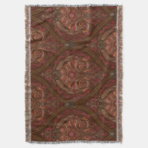 Couverture marron vintage à motif mandala et paisl