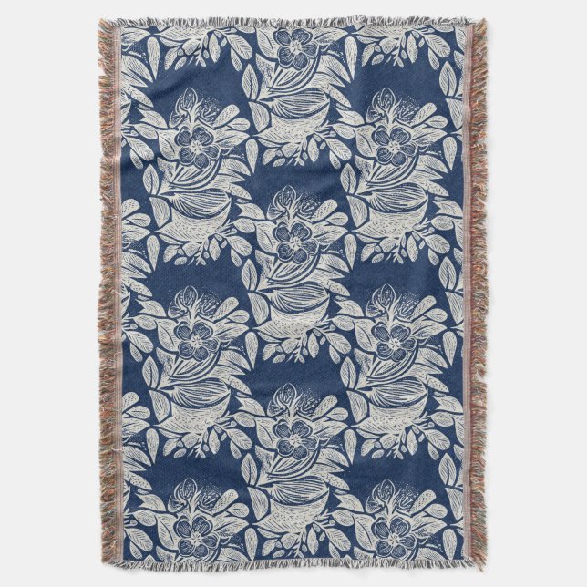 Couverture Masculine Navy effet bleu Indigo Floral partout (devant Vertical)