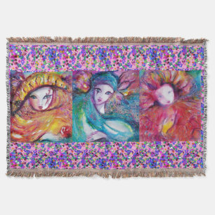 COUVERTURE MASQUES DE CARNAVAL BLEU, ROUGE, JAUNE AVEC CONFET