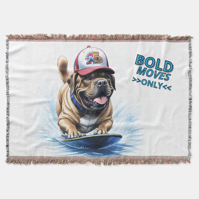 Couverture Mastiff Dogue anglais planche de surf vacances (Devant)