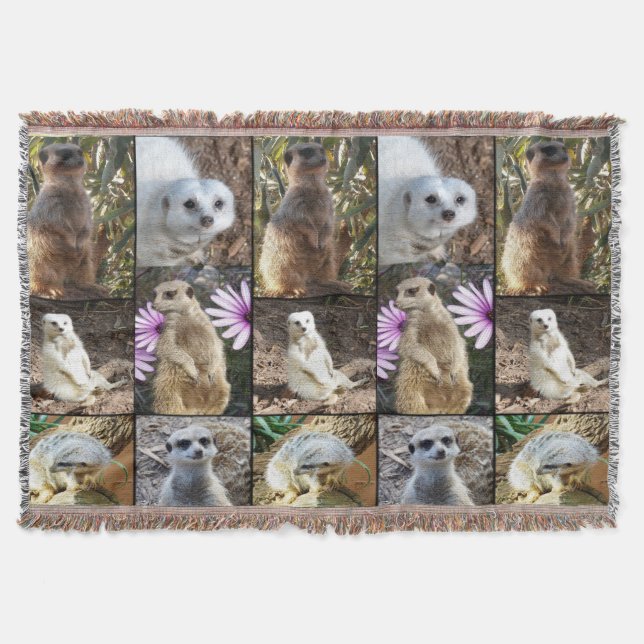 Couverture Meerkat Photo Collage Tissé Lot Blanche (Devant)
