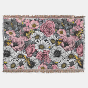 Couverture Mélange de papillons de nuit en rose et gris