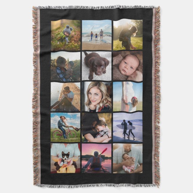 Couverture Mémoire de collage photo 15 carrés Noir (devant Vertical)