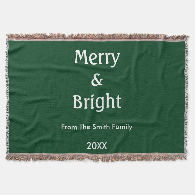 Couverture Merry And Bright Hunter Green Christmas Gift Decor (Devant)