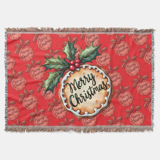 Couverture Merry Christmas Cookie with Holly Berries Red (Devant)