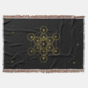 Couverture Métatron's Cube Sacred Geometry Noir et or