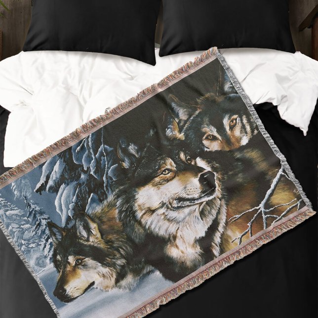 Couverture Meute de loups majestueuse Forêt enneigée en hiver (Créateur téléchargé)