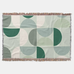 Couverture Mid Century Moderne Abstrait Motif Sage Green