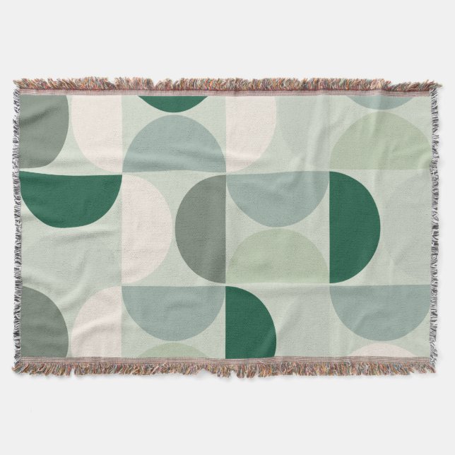 Couverture Mid Century Moderne Abstrait Motif Sage Green (Devant)