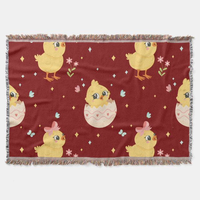 Couverture Mignon poussin de Pâques avec motif sans couture d (Devant)