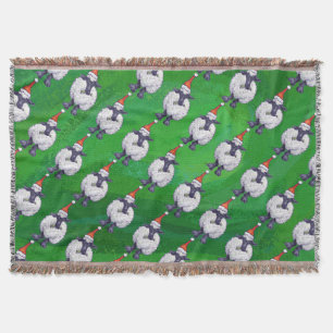 Couverture Mignonne mouton à Santa Chapeau sur vert