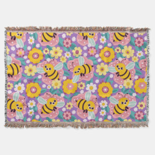 Couverture Mignonnes Abeilles Et Fleurs Pour Décoration De Ja