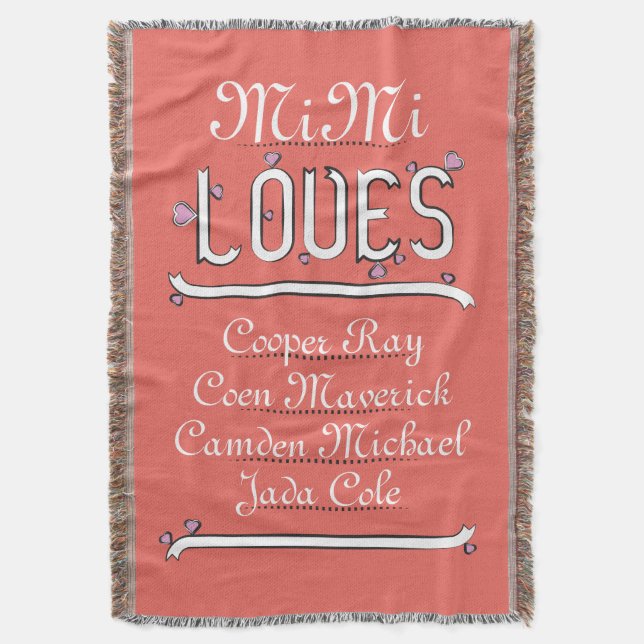 Couverture Mimi personnalisé aime ses 4 petits-enfants (devant Vertical)
