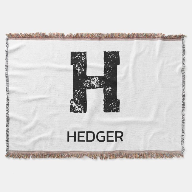 COUVERTURE MINIMALIST BLACK ONE LETTER MONOGRAM NAME WHITE (Devant)