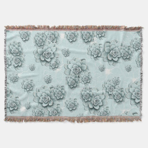 Couverture Mint Blue Succulents sur motif simple Répéter