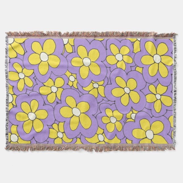 Couverture Modèle de fleurs mauve et jaune dessiné à la main (Devant)