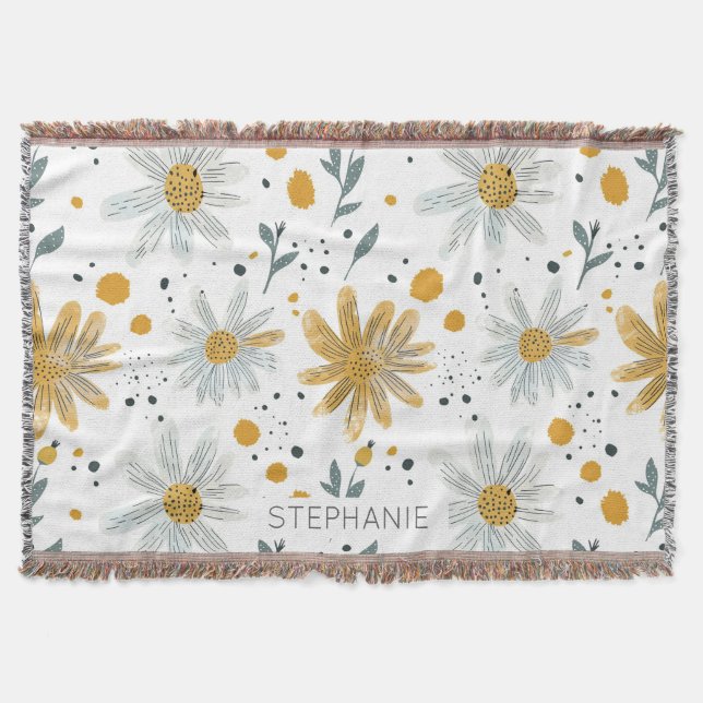 Couverture Modèle floral blanc et jaune (Devant)
