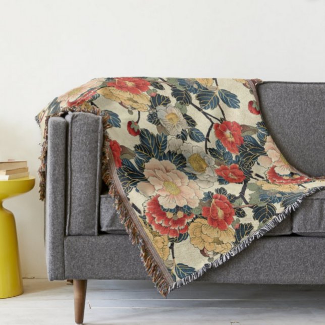 Couverture Modèle floral japonais Ukiyo-E Art (Créateur téléchargé)