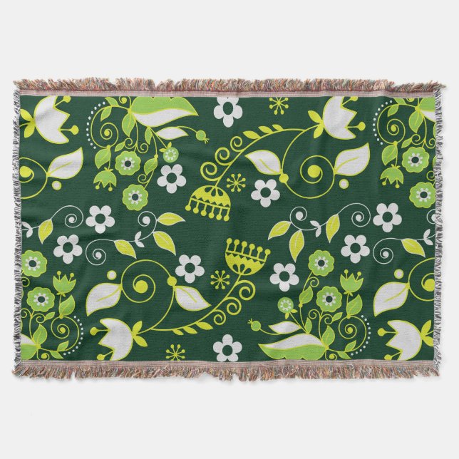 Couverture Modèle floral scandinave moderne vert foncé (Devant)