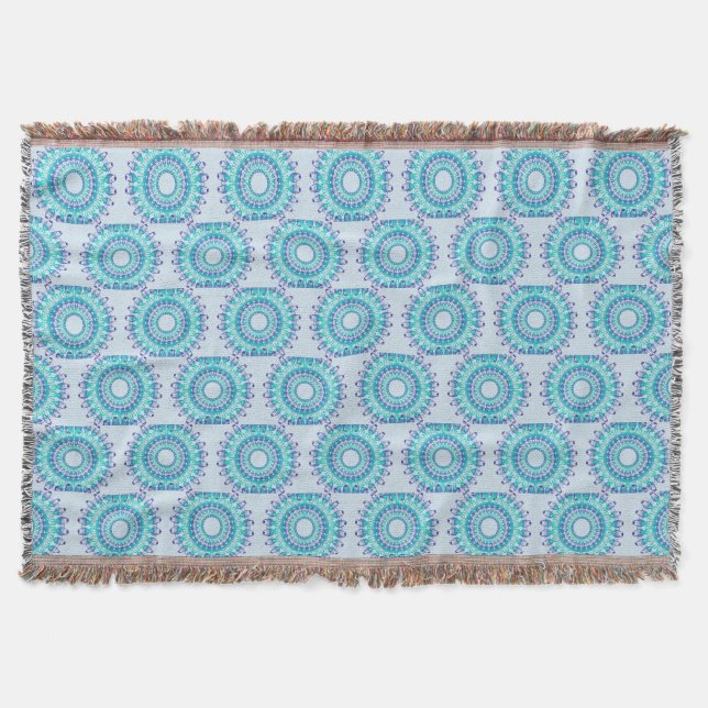 Couverture modèle turquoise ethnique de mandala (Devant)