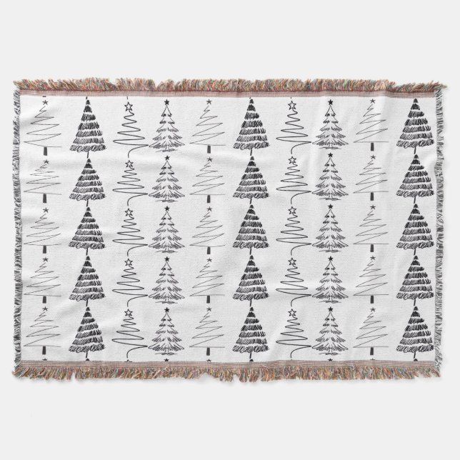 Couverture Modern Minimalist Christmas Trees Doodles (Devant)