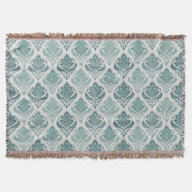 Couverture Modern Teal Nordic Damask (Devant)