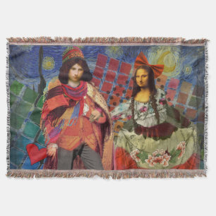 Couverture Mona Lisa Romantique Drôle Coloré Travail d'art
