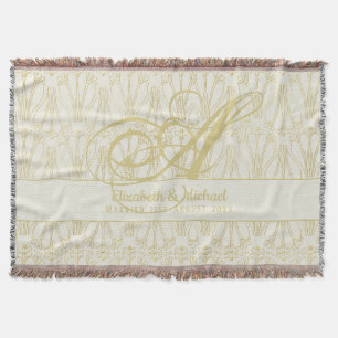 Couverture Monogram Gold ArtDeco Newlyweds Mariage Élégant