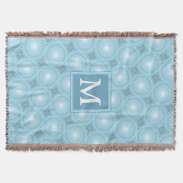 Couverture Monogramme ange bleu cercles motif (Devant)