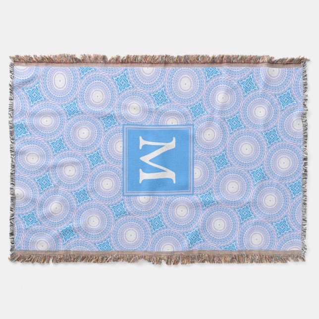Couverture Monogramme Cercles bleu électrique motif (Devant)