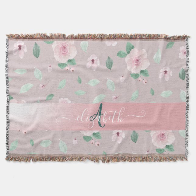 Couverture Monogramme Chic Fleurs Aquarelles (Devant)