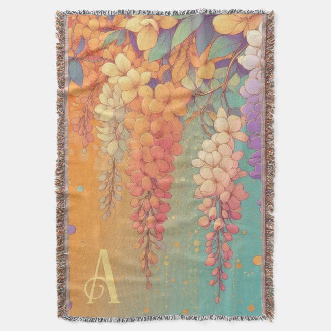 Couverture Monogramme Citrus Sunset Wisteria (devant Vertical)