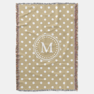 Couverture Monogramme classique de kaki et de polka blanche