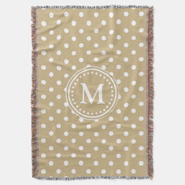 Couverture Monogramme classique de kaki et de polka blanche (devant Vertical)