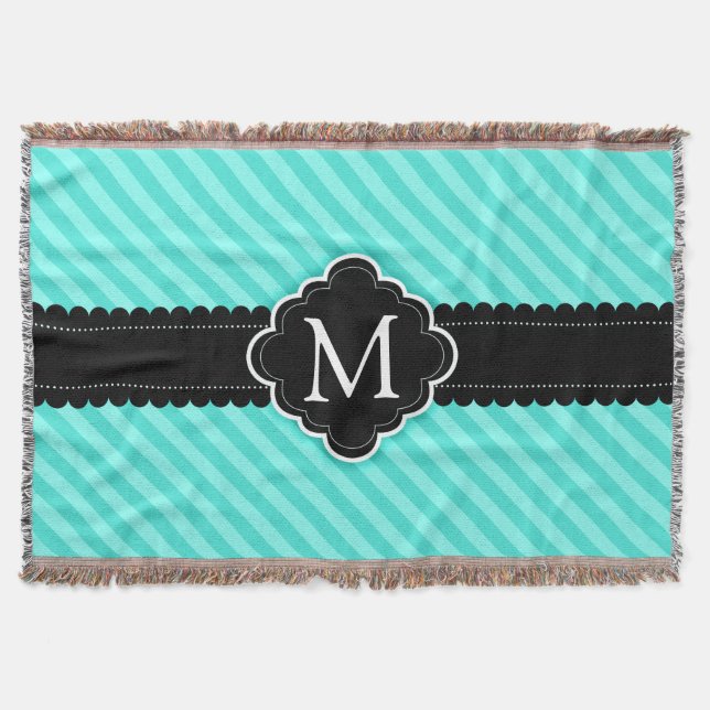 Couverture Monogramme de coutume de noir de motif de rayures (Devant)