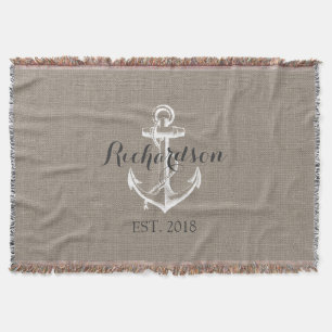 Couverture Monogramme de Mariage d'Ancre Vintage rustique