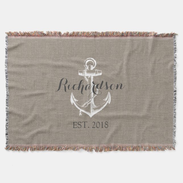 Couverture Monogramme de Mariage d'Ancre Vintage rustique (Devant)