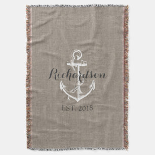 Couverture Monogramme de mariage d'ancre vintage rustique