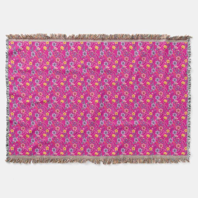 Couverture monogramme de motif fleur sauvage simple rose chau (Devant)