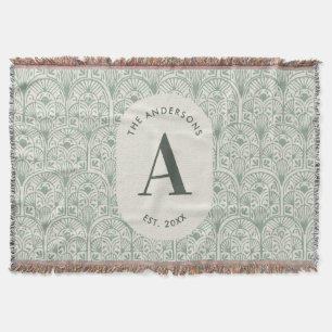 Couverture Monogramme de nom de famille personnalisé Vert sau