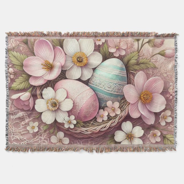 Couverture Monogramme dentelle rose fleurie oeufs de Pâques d (Devant)