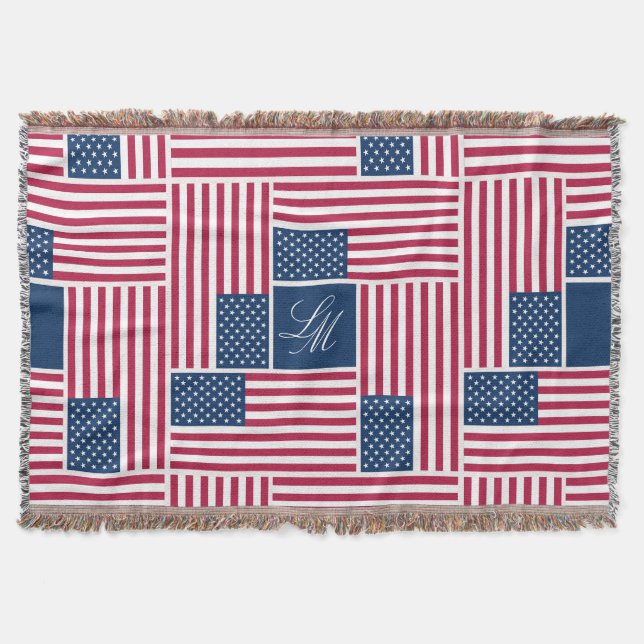 Couverture Monogramme Drapeau Américain Patriotique Americana (Devant)