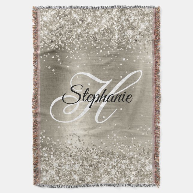 Couverture Monogramme Fantaisie Pailleté en Feuille de Platin (devant Vertical)