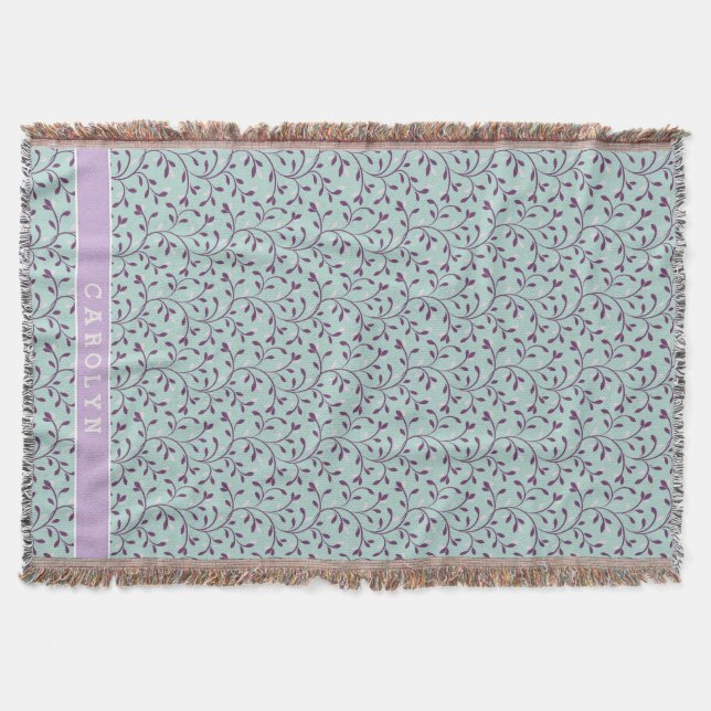 Couverture Monogramme floral de motif de turquoise en pastel (Devant)