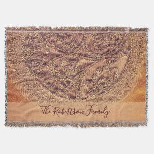 Couverture Monogramme Floral Famille Boho Rétro Orange Poussi