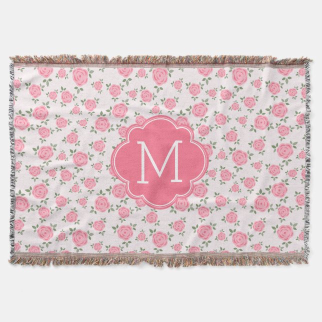 Couverture Monogramme floral rose mignon de motif (Devant)