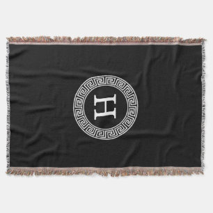 Couverture Monogramme initial du cadre de ligne de clé grecqu