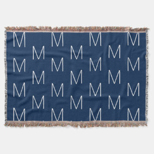 Couverture Monogramme marine bleu coutume blanche initiale